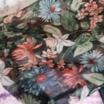 Anthropologie  TINY FLORAL TEAL MIXED MEDIA SHEER WRAP FRONT FLOWY BLOUSE S Photo 6