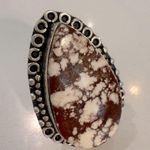 Elegant Brown and White gemstone Teardrop Ring Photo 4