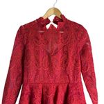 Saylor  Rita Raspberry Red Lace Fit & Flare Long Sleeve Cocktail Mini Dress Large Photo 5