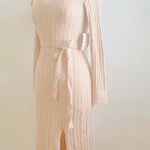Bohme NEW  S Small Womens Sweater Dress Belted Cream/Beige/Camel V-Neck Midi Photo 2