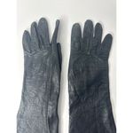 American Vintage Vintage Alexander's Silk black leather long Oprea gloves REAL KID FRANCE size 7 Photo 2
