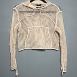 Ivy Park  Women’s Mesh Hoodie Cropped Pullover Layered Sheer Top Cream Size S Photo 0