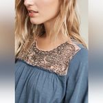Deletta  Blue Blouse with Embellished Yoke Josephine Top Large Photo 7