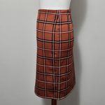 LOFT Outlet Orange & Brown Windowpane Plaid Aline Skirt Size Large Academia Photo 2