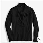 J.Crew NWT  365 Tie Neck Stretch Knit Blouse in Black Photo 0