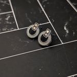Grey & Dark Silver Tone Small Stud Earrings Photo 1