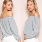 Brandy Melville Blue Stripe Off The Shoulder Top Photo 1
