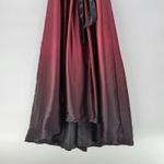 Slny Ombre Satin Wrap Gown Size 10 Black Maroon Formal Maxi Dress Evening Photo 8