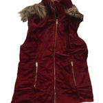 Marc New York Maroon Velvet Hooded Insulated Vest Women’s Large Photo 0