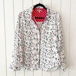 Victoria's Secret White, Black, and Red Snowflake Flannel Pajama Shirt Photo 0