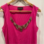 Dana Buchman Cute pink sleeveless metallic beaded collar jewel-look flowy top  Photo 9