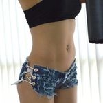 Womens Denim Booty Shorts, Sexy Mini Lace Up Thong Jeans Shorts, Clubwear, Party Photo 10