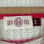 SO NWT  Sweater Womens S Multicolor Striped Lace Up Crew Neck Knit Cozy Preppy Photo 4