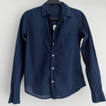 Frank & Eileen Barry Shirt Women XS Navy Blue Tailored Featherweight Button Down Photo 0