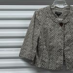 Talbots  Womens Medium Brown Geometric Print Cotton Jacket Cropped Fall Blazer Photo 1