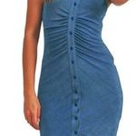 Mable Ruched Sleeveless Button Down Collar Shirt Dress Blue Size Medium NWT Photo 0