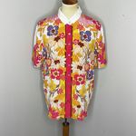 Johnny Was  Penny Button Down Shirt Blouse Floral 100%‎ Silk Pink Cream Size S Photo 1