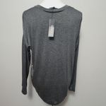 Single By Galina Sobolev Gray Silk Knit Combo Peacock Vneck Tee Size Small Photo 4