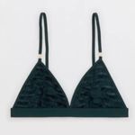 Aerie NWT  Velvet Stripe Sexy Holiday Triangle‎ Bralette Deep Forest Green Size S Photo 1
