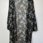 American Eagle Outfitters Sheer Chiffon Floral Kimono Black L/XL Boho Photo 1
