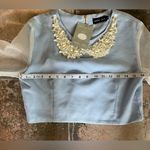 Sister Jane Sequin & Pearl Collar Tulle Sleeve Blue Crop Top Size S Photo 6