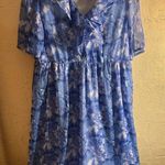 Ellos Blue Short Sleeve Ruffled dress flowy summer lovely floral Size 10 Photo 0