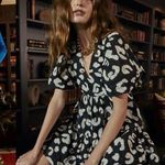 Hunter Bell  Skirt London Flounce Flared Jacquard Mini Onyx Cheetah 12 NWT Photo 0