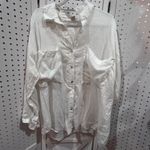Magaschoni  White Linen Blend Button Down Long Sleeve Shirt Top Size L Photo 1