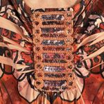 Cato XL Boho Top Y2K Satin Hippie Sequin Whimsigoth Whimsy Asymmetrical Orange Photo 2