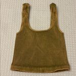 Free People NEW!  HAPPINESS RUNS SQUARE NECK Ribbed Crop Top XS/S Gold Green Tan Photo 5