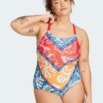 Farm Rio Adidas x Red Blue Floral One-Piece Swimsuit Plus Size 4X NWT Athletic Photo 0