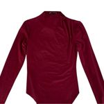 ZARA NWT Pleated Shoulder Bodysuit Medium Burgundy Red Long Sleeve Mock Neck Photo 1