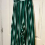 No Comment  Wide Leg Green Striped Jumpsuit Adjustable Straps Photo 4