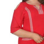 Red Embroidered Trim Gauzy Boho Shift Mini Dress by White Mark Women’s 2X Photo 3