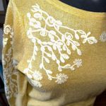 Anthropologie Rain + Rose mustard yellow XS embroidered boho sweater Photo 1