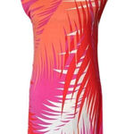 Tibi  Women's Shift Dress Size S Pink/Orange Palm Leaf Sleeveless Party Photo 0