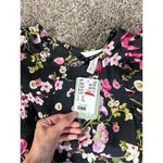 H&M NWT  Open Tie backed Mini Dress Puff Sleeves Black/floral XS Cottagecore Photo 3