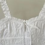 ZARA NWT Organic Sweetheart Ruffle Bow Smocked Cropped Tank Top in White - S Photo 5
