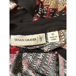Susan Graver Womens Black Paisley Print V Neck 3/4 Sleeve Top Medium Blouse Work Photo 2