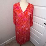 Natori Floral Print 1/4 Zipper Front Kimono Maxi Dress Size S Photo 12