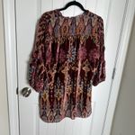 Johnny Was Geo velvet Burnout Mali Tunic Top Shirt Burgundy Tribal floral medium Photo 8