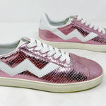 Stuart Weitzman [] Daryl Pink Metallic Snake Embossed Leather Sneakers Size 8.5 Photo 0