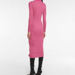 STAUD Celina faux fur-trimmed sweater midi dress in pink size S small NEW Photo 1