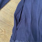 Solitaire  Midi Dress Women L Blue 3/4 Sleeve Crochet Lined Boho Rayon Keyhole Photo 5