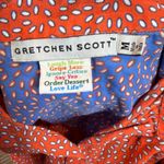 Gretchen Scott Cotton Button Down Patterned Bell Sleeve Blouse Size Medium Red Photo 3