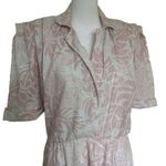 Vintage Short Sleeve Collared Shirt Dress Pink Tropical Size S 1950s Shirtwaist Photo 1