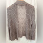 Loft Women's Taupe Open Knit Sweater Cardigan Size Large Photo 2