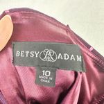 Betsy and Adam  High Slit Metallic Print Gown Size 10 Chiffon Formal Wedding Guest Photo 7