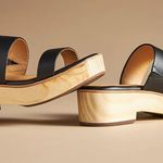 Nisolo Leather and Wood Block Heel Minimalist Sandal Size 9.5 Black Photo 1