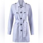 CAbi Tanner Linen Trench Coat Light Blue/Purple Silver Lake Medium #5296 Photo 3